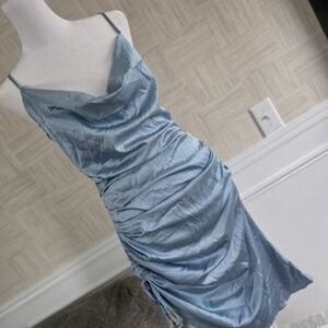 Chic Me Baby Blue Silk Style Mini Dress - NWOT - Size L (Juniors)